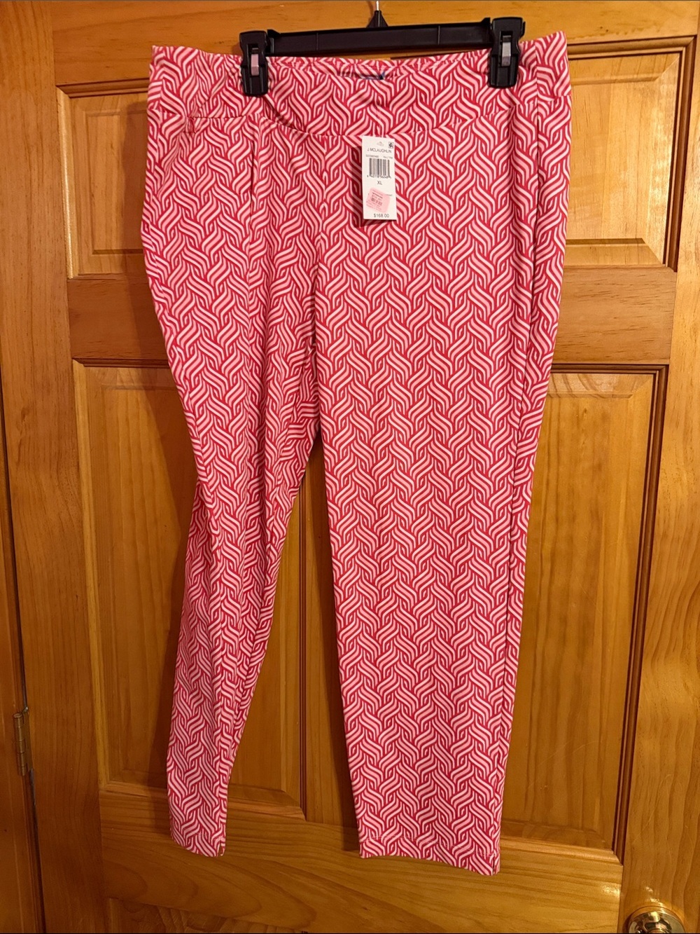 Pink Geometric Print Slim-Fit Women’s Pants